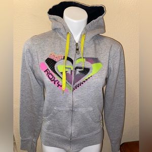 Gray Roxy hooded jacket.
